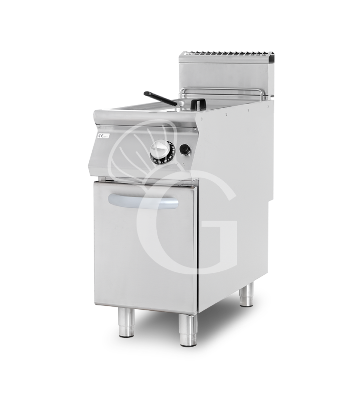 Freidora a gas profesional 21 litros sobre mueble cerrado prof. 900 mm – 1 cuba con quemadores no visibles 19 kW