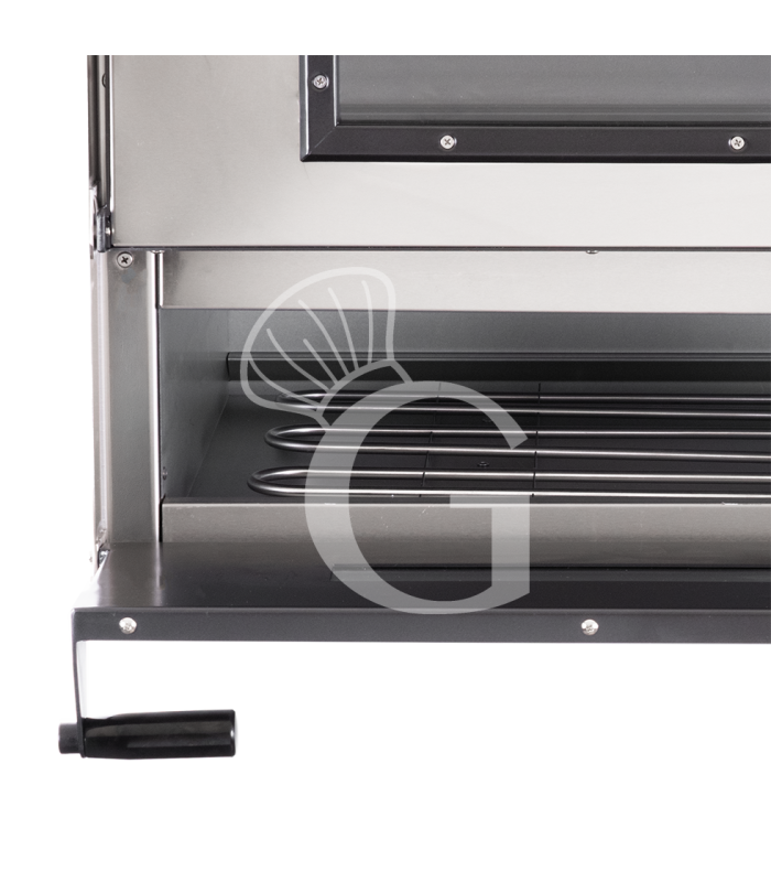 Horno eléctrico 2 pizzas 450 mm 2 cámaras control mecánico potencia 3KW puerta cristal