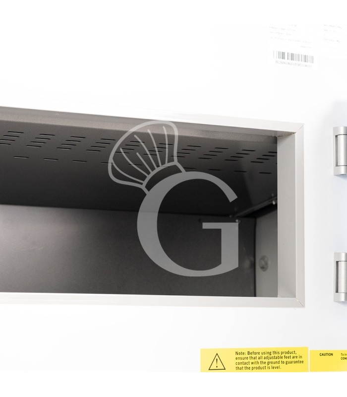 Mostrador refrigerado ventilado de cristal curvo, 0°/+5°C, L 2585 mm, completo de luz, estante intermedio y cristales traseros