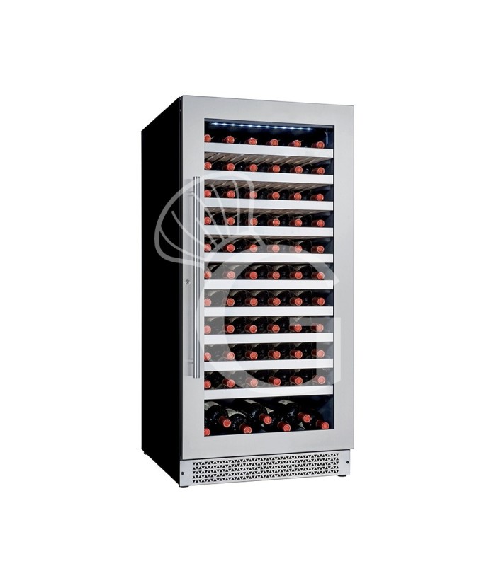 Vinoteca ventilada con puerta de acero inoxidable, 270 LT, 10 estantes, capacidad para 71 botellas, +5 °C/+18 °C