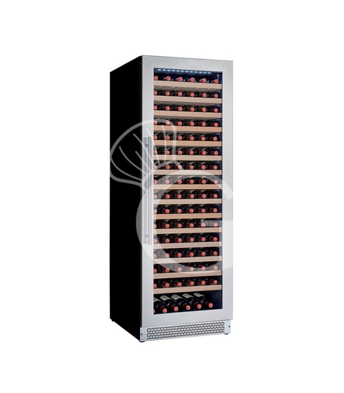 Vinoteca ventilada con puerta de acero inoxidable, 388 l, 15 estantes, capacidad para 101 botellas, +5 °C/+18 °C