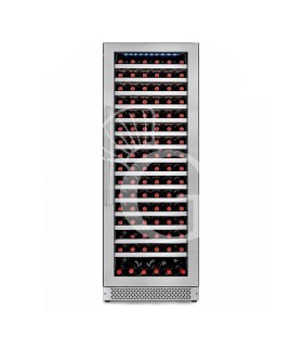 Vinoteca ventilada con puerta de acero inoxidable, 388 l, 15 estantes, capacidad para 101 botellas, +5 °C/+18 °C