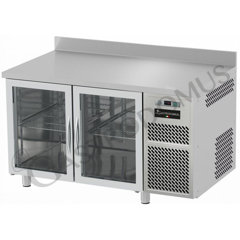 Mesa refrigerada prof. 600 mm, 2 puertas de cristal, 0°C/+10°C encimera de acero inoxidable