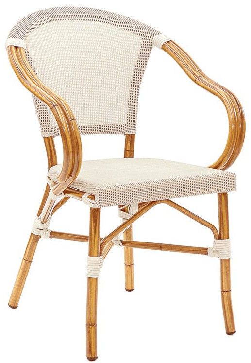 Silla Romance con estructura de aluminio barnizado en bambú, asiento y respaldo en textilene