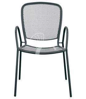 Silla Net con estructura, asiento y respaldo de metal barnizado