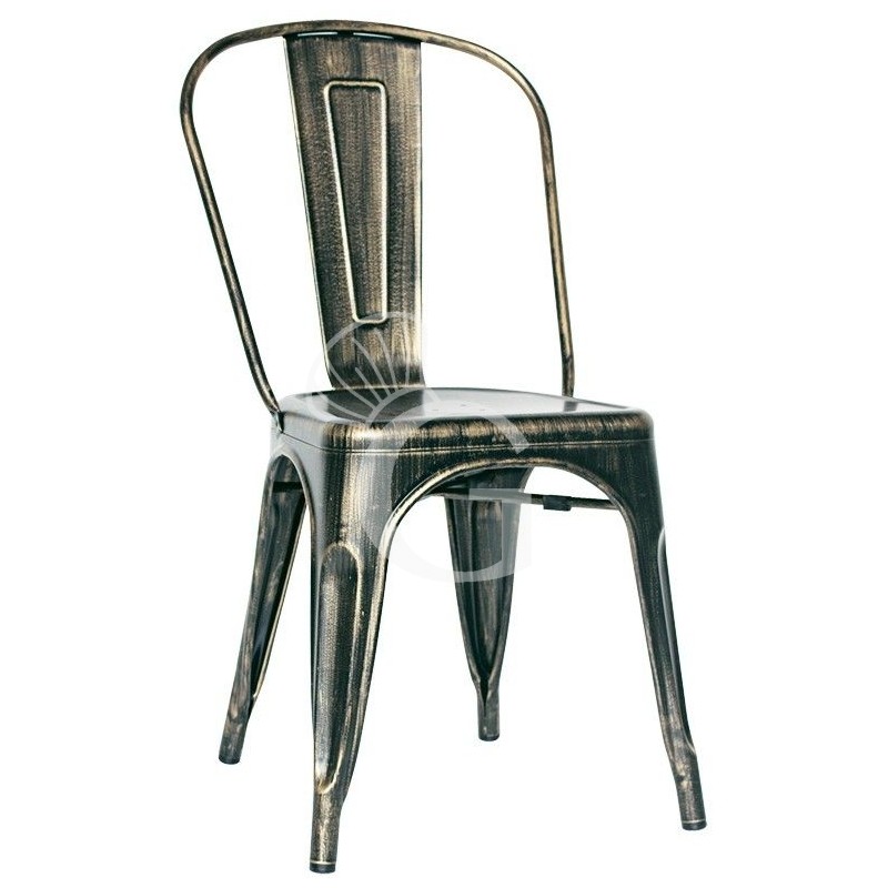 Silla Retró de metal pintado con efecto antiguo