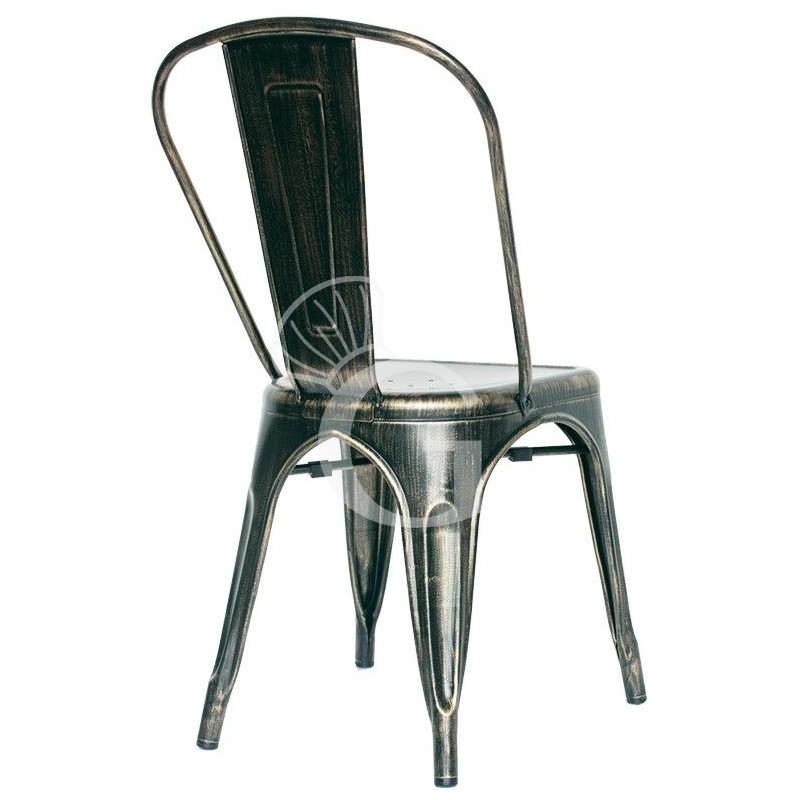 Silla Retró de metal pintado con efecto antiguo