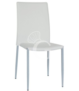 Silla Duffy con estructura de acero barnizado, asiento y respaldo de cuero sintético
