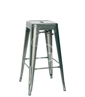 Taburete Pyramid 2 con estructura y asiento de metal pintado y barniz transparente
