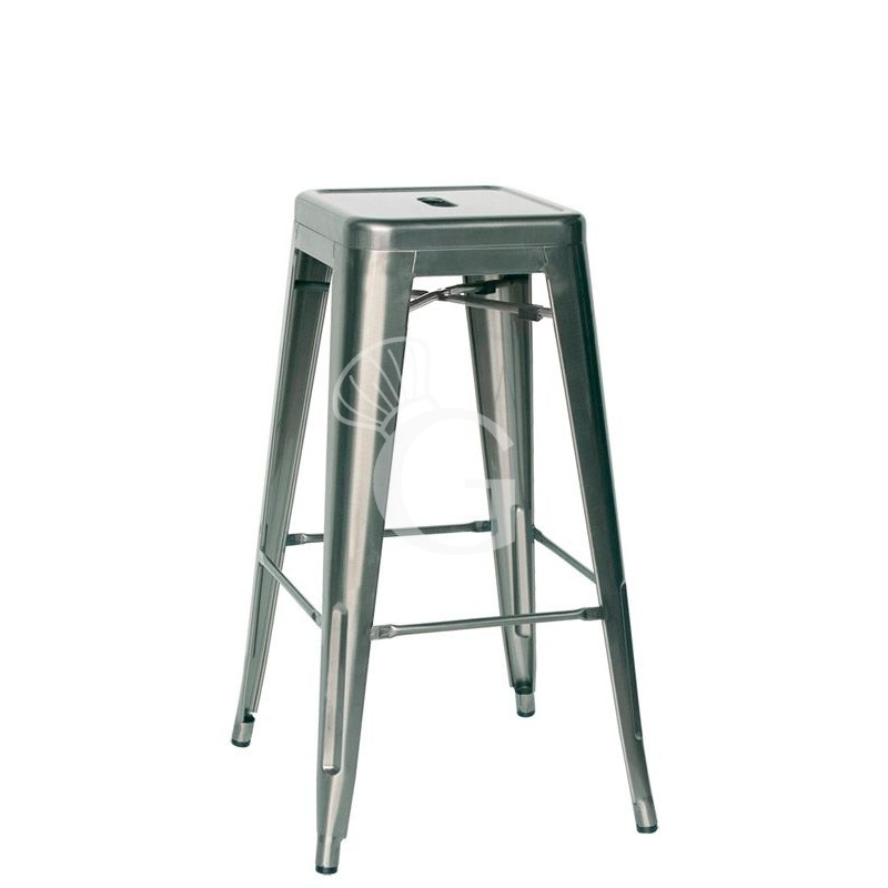 Taburete Pyramid 2 con estructura y asiento de metal pintado y barniz transparente