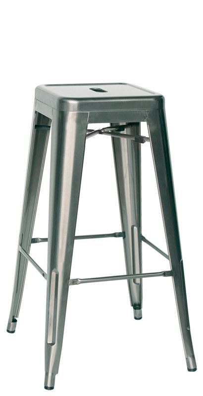 Taburete Pyramid 2 con estructura y asiento de metal pintado y barniz transparente