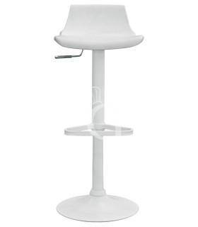 Taburete Tweety con estructura de metal cromado asiento y respaldo de polipropileno. Color blanco