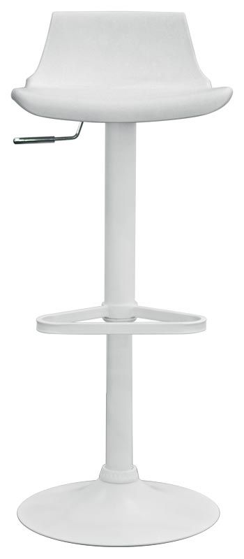 Taburete Tweety con estructura de metal cromado asiento y respaldo de polipropileno. Color blanco