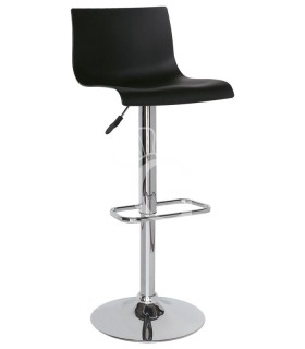 Taburete Silvestro con estructura de acero cromado asiento y respaldo de polipropileno negro