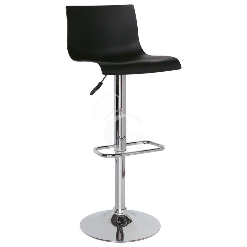 Taburete Silvestro con estructura de acero cromado asiento y respaldo de polipropileno negro