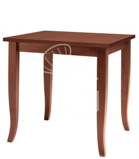 Mesa de interior de madera con patas curvas