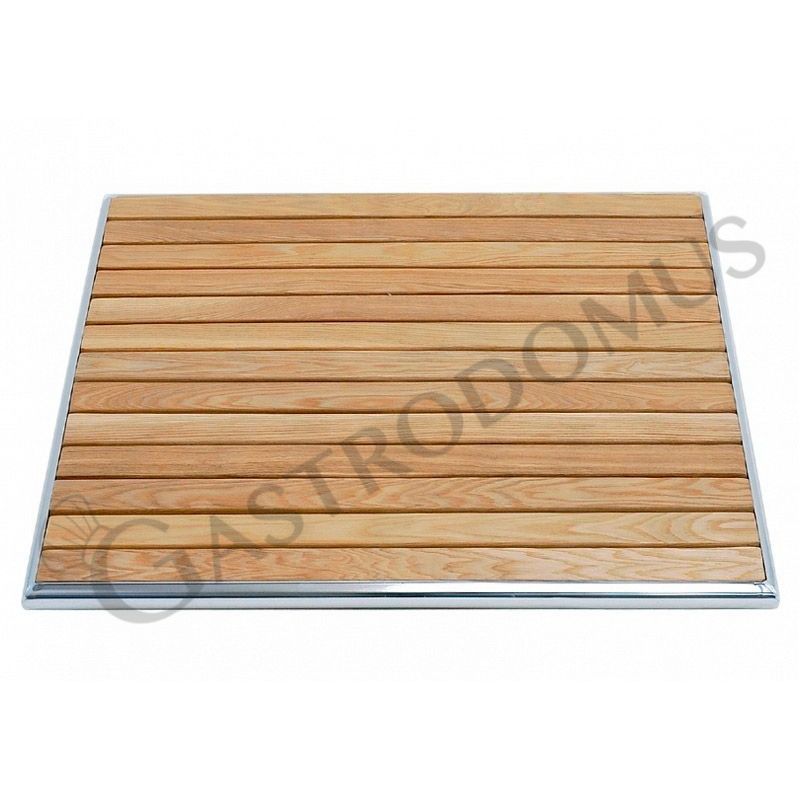 Tablero cuadrado con listones de madera con bordes de aluminio para exterior - dimensiones 700 mm x 700 mm