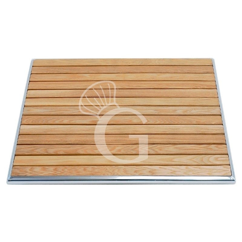 Tablero cuadrado con listones de madera con bordes de aluminio para exterior - dimensiones 700 mm x 700 mm