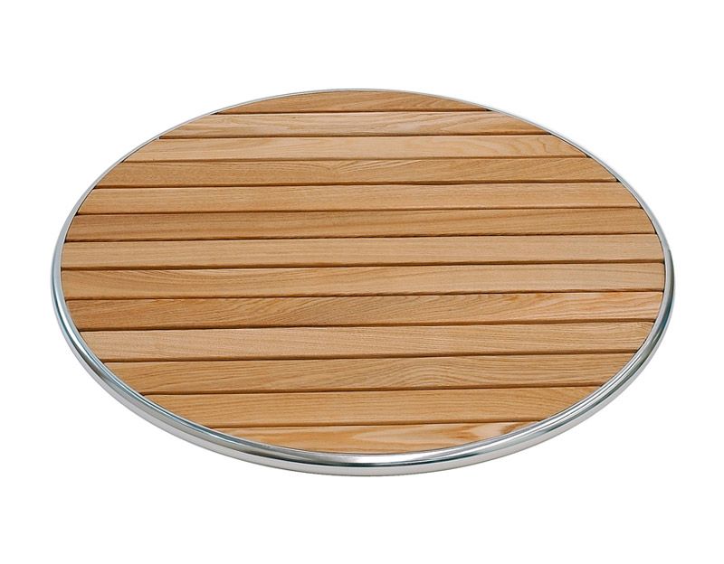 Tablero redondo con listones de madera con bordes de aluminio para exterior - diámetro 700 mm
