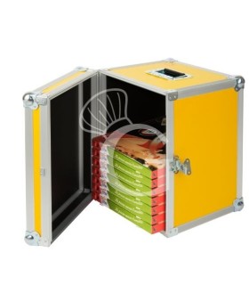 Caja rígida de plástico alveolar para el trasporte de pizzas, dimensiones 490 x 450 x 420 mm
