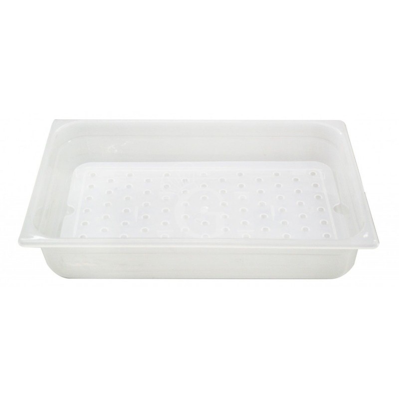 Recipiente de polipropileno con falso fondo para pescado/verduras GN1/1