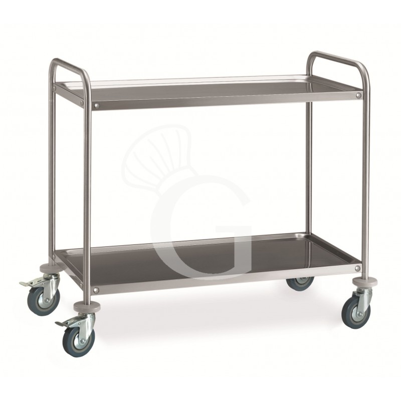 Carro de servicio de acero inoxidable con 2 estantes L 1085 mm x P 590 mm x A 935 mm