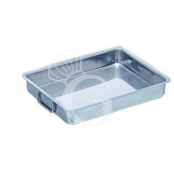 Bandeja de acero inoxidable 2 asas L 600 mm x P 400 mm x A 90 mm