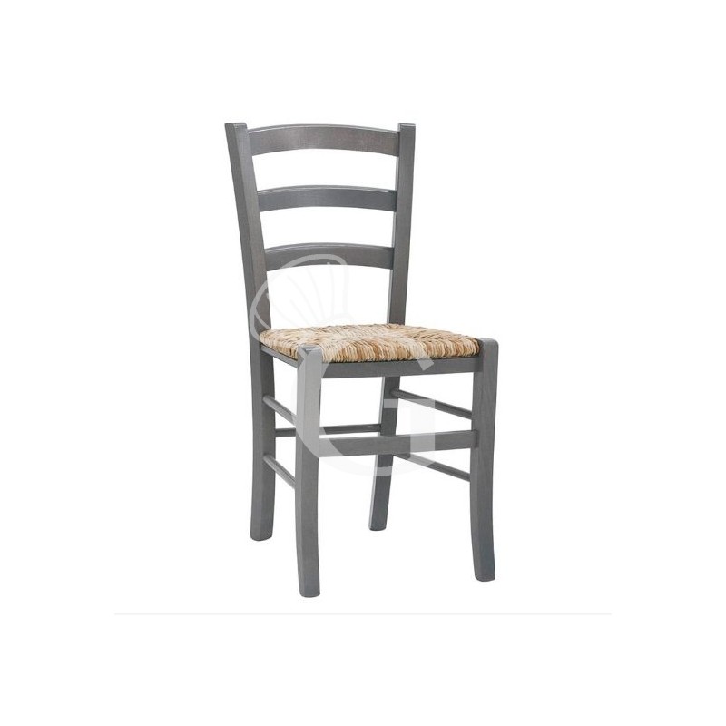 Silla Giuly con estructura y respaldo de madera y asiento de paja Silla Giuly con estructura y respaldo de madera y asiento de paja