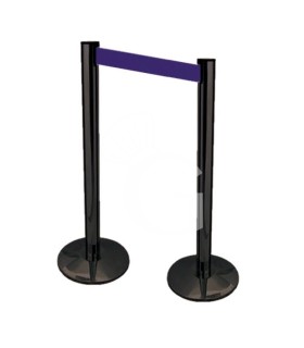 Kit de delimitación de espacios - 2 postes de separación de color negro con 2 m de cinta extensible azul