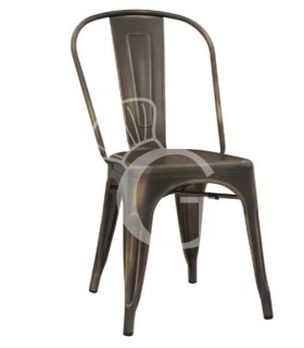 Silla Montex con estructura, asiento y respaldo de metal pintado efecto gris mate