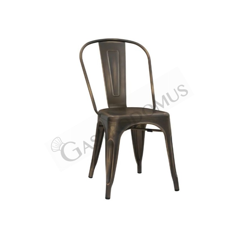 Silla Montex con estructura, asiento y respaldo de metal pintado efecto gris mate