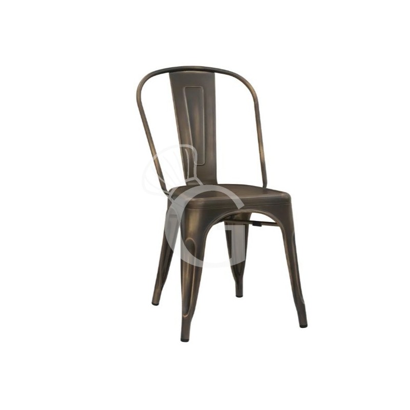 Silla Montex con estructura, asiento y respaldo de metal pintado efecto gris mate