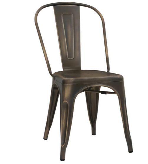 Silla Montex con estructura, asiento y respaldo de metal pintado efecto gris mate