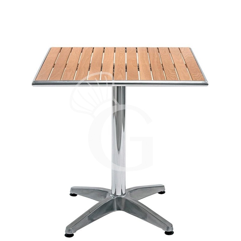 Mesa cuadrada de exterior de aluminio y madera L 600 mm