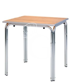 Mesa cuadrada de exterior de aluminio y listones de madera L 800 mm