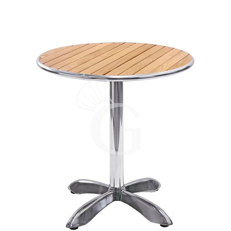 Mesa de exterior redonda de aluminio y madera ⌀ 600 mm