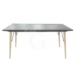 Mesa extensible de interior de madera y metal con encimera de MDF plastificado efecto piedra