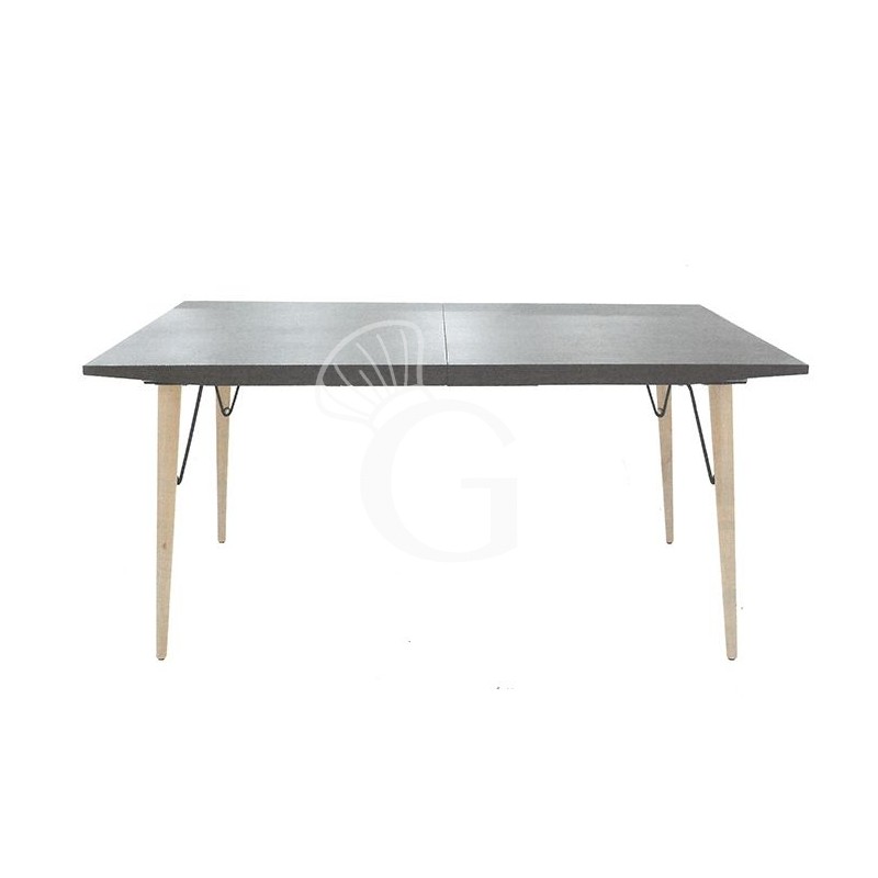 Mesa extensible de interior de madera y metal con encimera de MDF plastificado efecto piedra