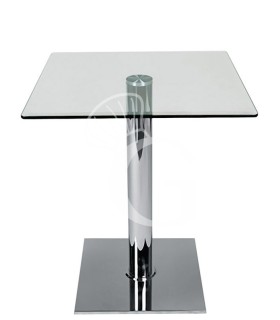Mesa de interior de metal cromado y encimera de vidrio templado L 700 mm