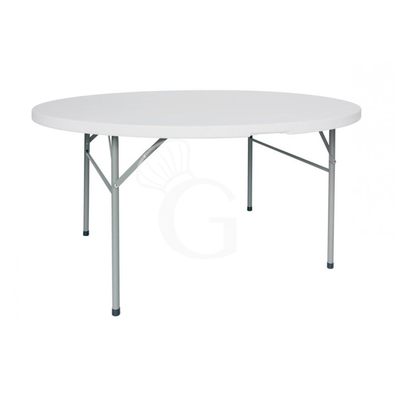 Mesa plegable de interior de metal pintado y encimera de polietileno Ø 1540 mm