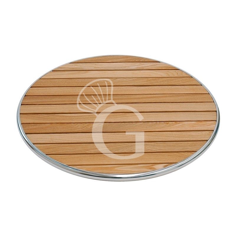 Tablero redondo con listones de madera con bordes de aluminio para exterior - diámetro 600 mm Tablero redondo con listones de madera con bordes de aluminio para exterior - diámetro 600 mm