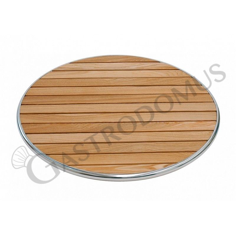 Tablero redondo con listones de madera con bordes de aluminio para exterior - diámetro 800 mm