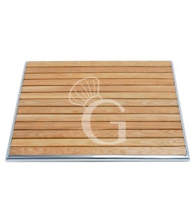 Tablero cuadrado con listones de madera con bordes de aluminio para exterior - dimensiones 600 mm x 600 mm