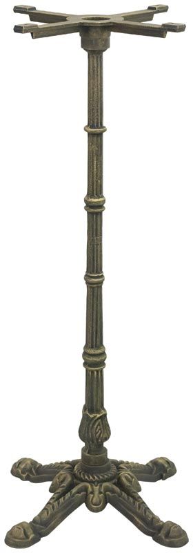 Base decorada de hierro fundido pintado efecto bronce 4 patas, altura 1080 mm