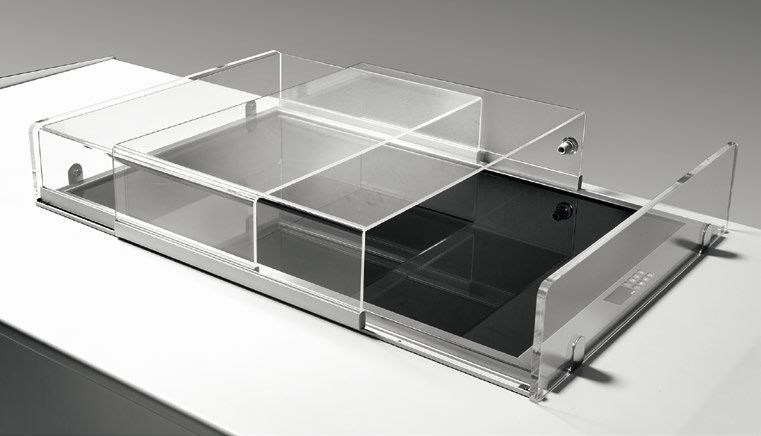 Tapa de plexiglás, con correderas para placa de vidrio caliente