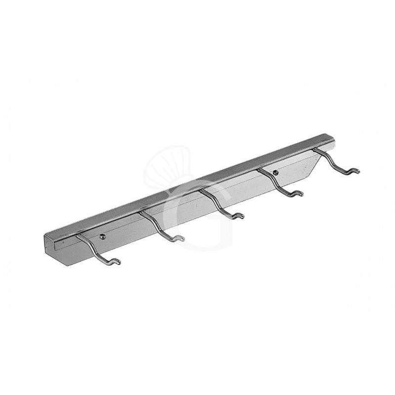 Soporte de pared de acero inoxidable con 5 ganchos L 380 MM X P 100 MM X A 50 MM