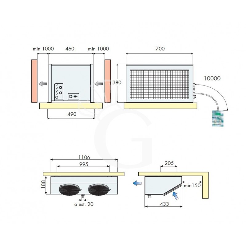 Motor remoto para cámara frigorífica positiva con una potencia de 2019 W