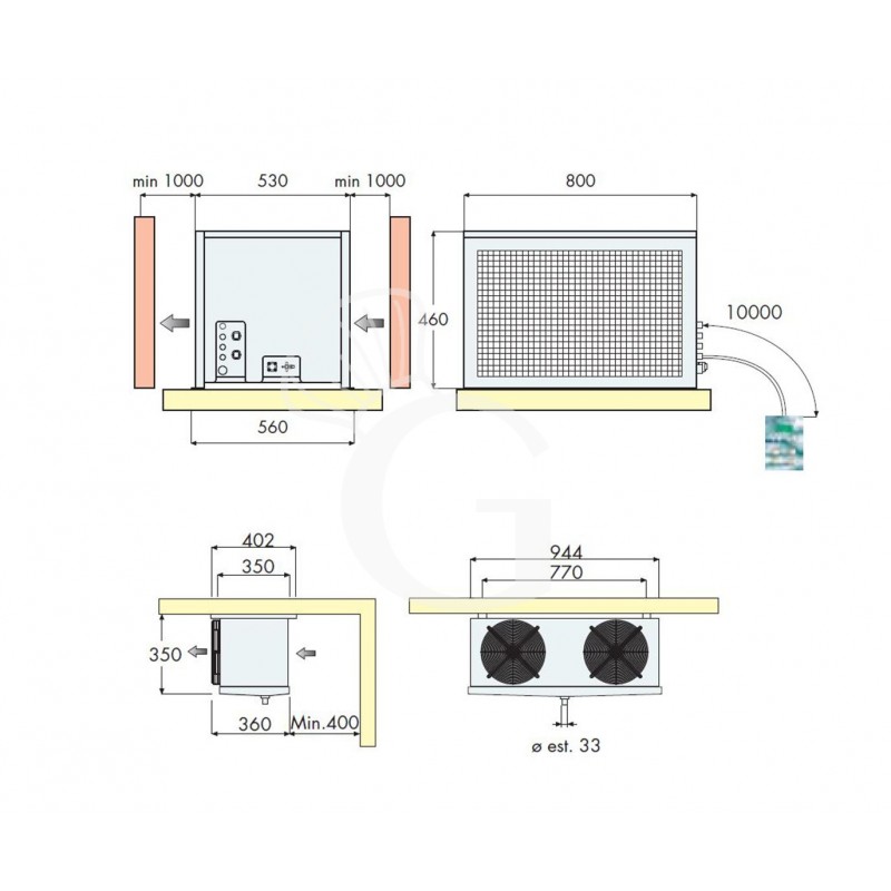 Motor remoto para cámara frigorífica positiva con una potencia de 2505 W
