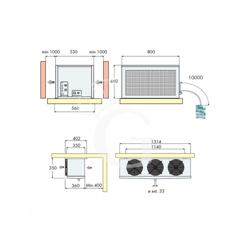 Motor remoto para cámara frigorífica positiva con una potencia de 3890 W