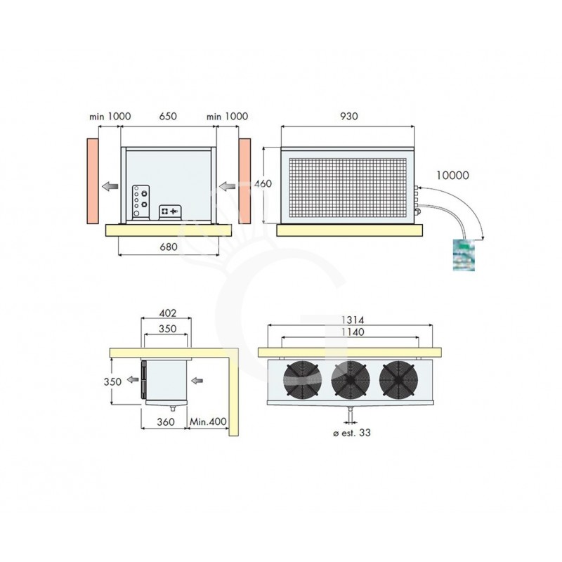 Motor remoto para cámara frigorífica negativa con una potencia de 2606 W